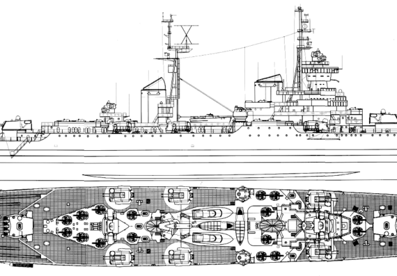 Крейсер СССР Mikhail Kutuzov 1958 [Sverdlov Class Cruiser] - чертежи, габариты, рисунки